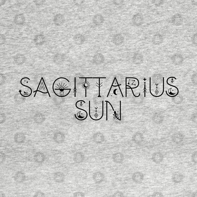 Sagittarius sun sign celestial typography by lilacleopardco